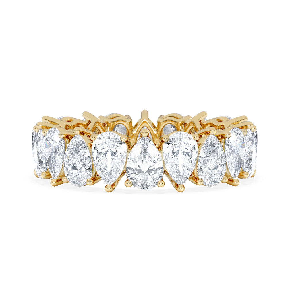 LUXE 4.00ct Lab Diamond Eternity Ring with IGI Certified Pear-Cut Diamonds in 18K Yellow Gold
