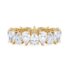 LUXE 4.00ct Lab Diamond Eternity Ring with IGI Certified Pear-Cut Diamonds in 18K Yellow Gold