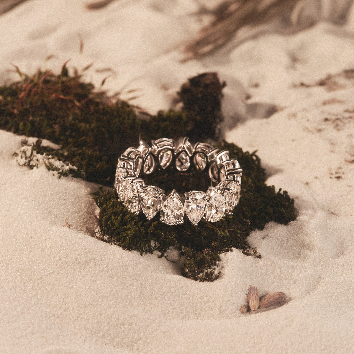 LUXE 4.00ct Lab Diamond Eternity Ring with IGI Certified Pear-Cut Diamonds in 18K White Gold