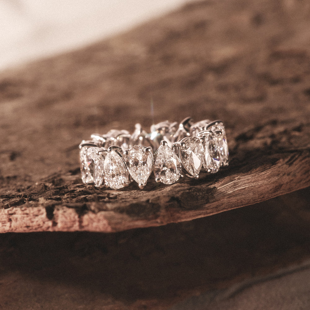 LUXE 5.00ct Lab Diamond Eternity Ring with IGI Certified Pear-Cut Diamonds in 18K White Gold