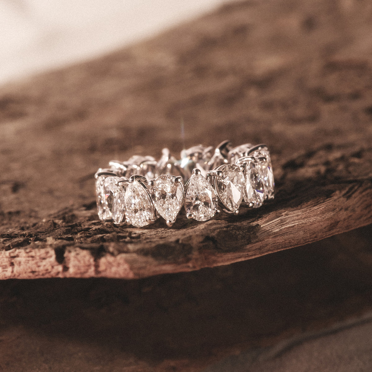 LUXE 5.00ct Lab Diamond Eternity Ring with IGI Certified Pear-Cut Diamonds in 18K White Gold