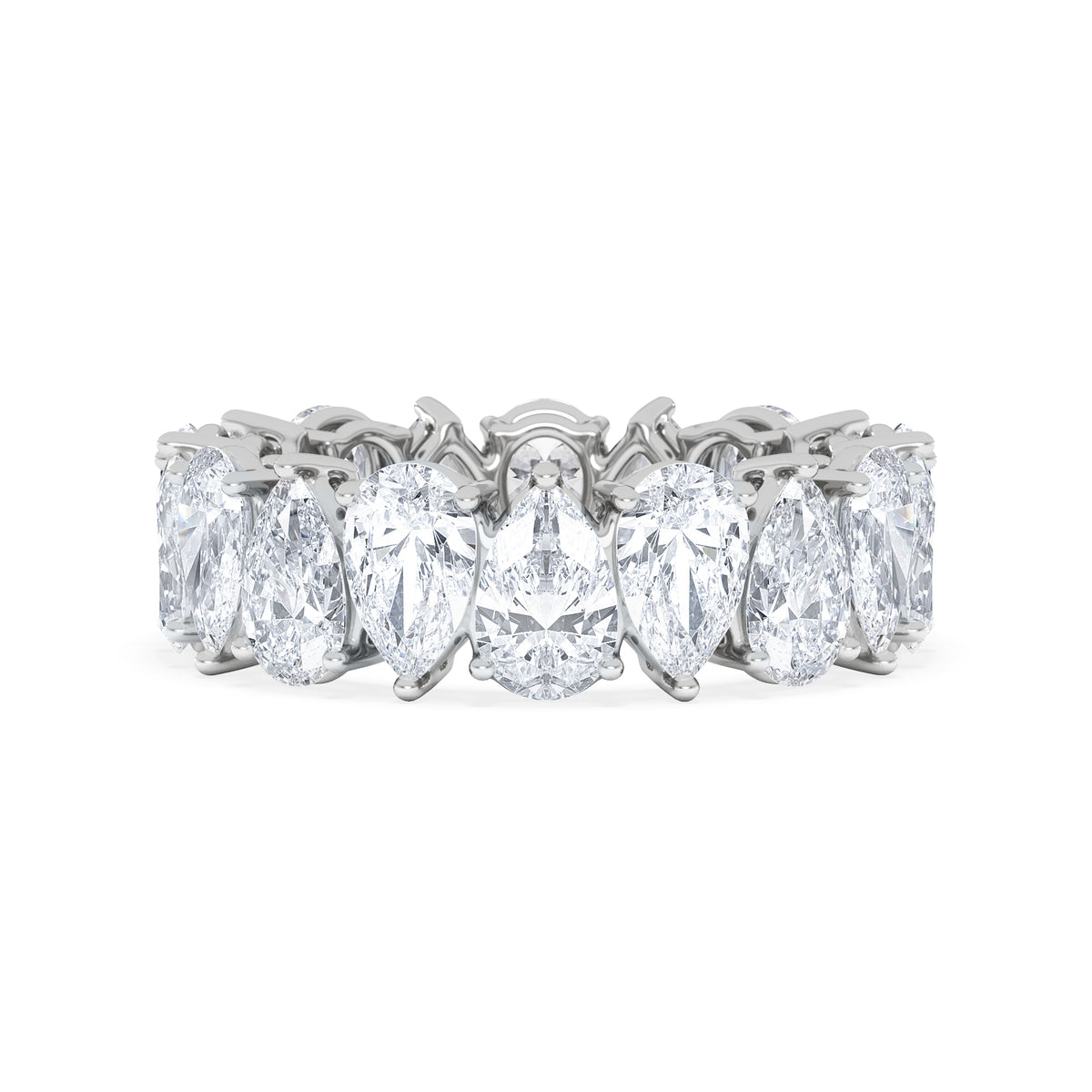 LUXE 5.00ct Lab Diamond Eternity Ring with IGI Certified Pear-Cut Diamonds in 18K White Gold