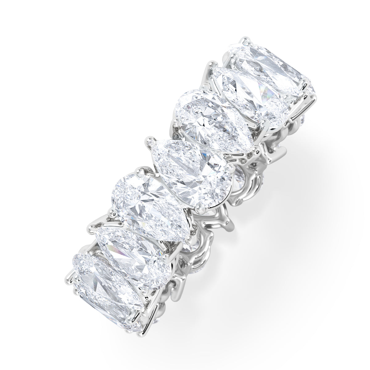 LUXE 5.00ct Lab Diamond Eternity Ring with IGI Certified Pear-Cut Diamonds in 18K White Gold