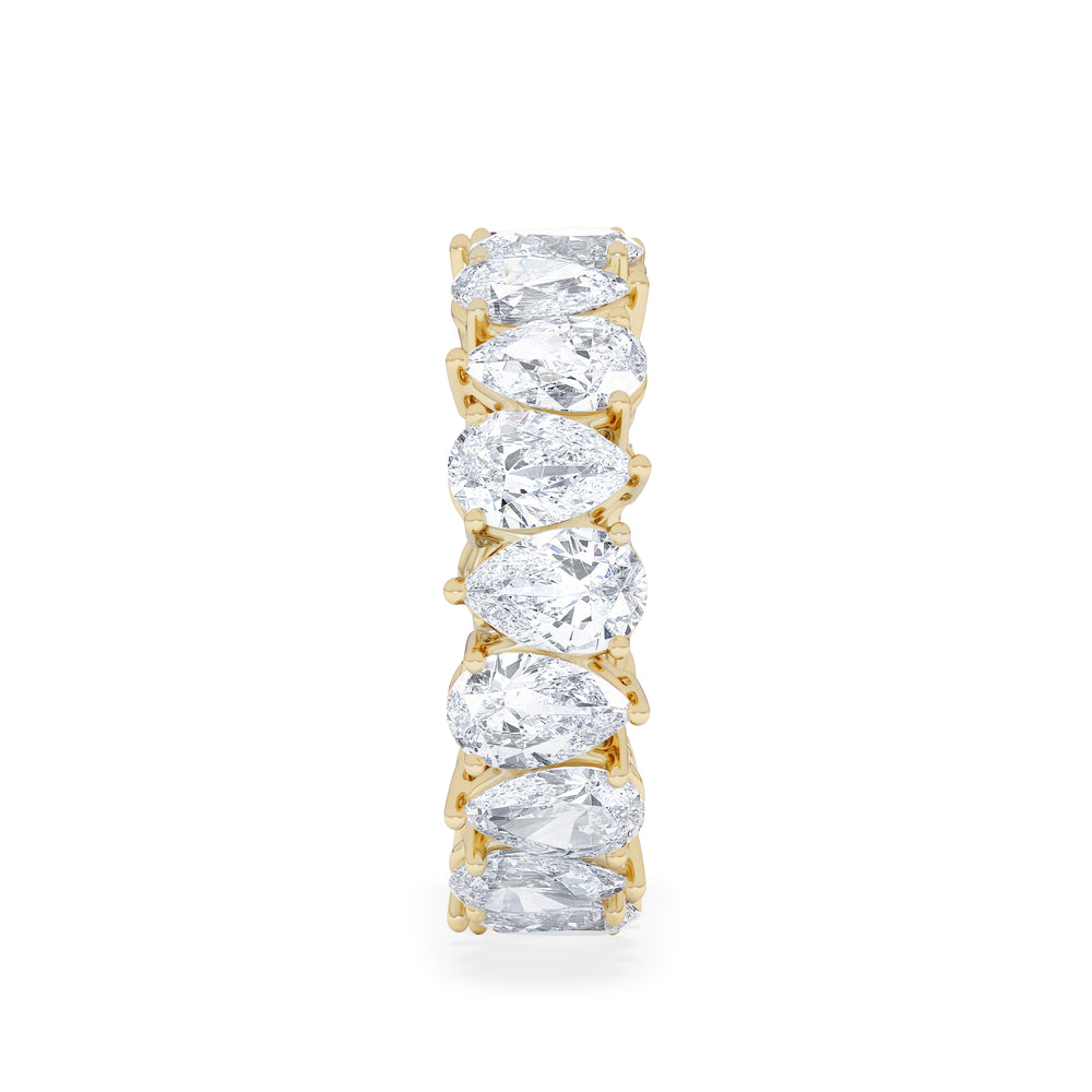 LUXE 5.00ct Lab Diamond Eternity Ring with IGI Certified Pear-Cut Diamonds in 18K Yellow Gold