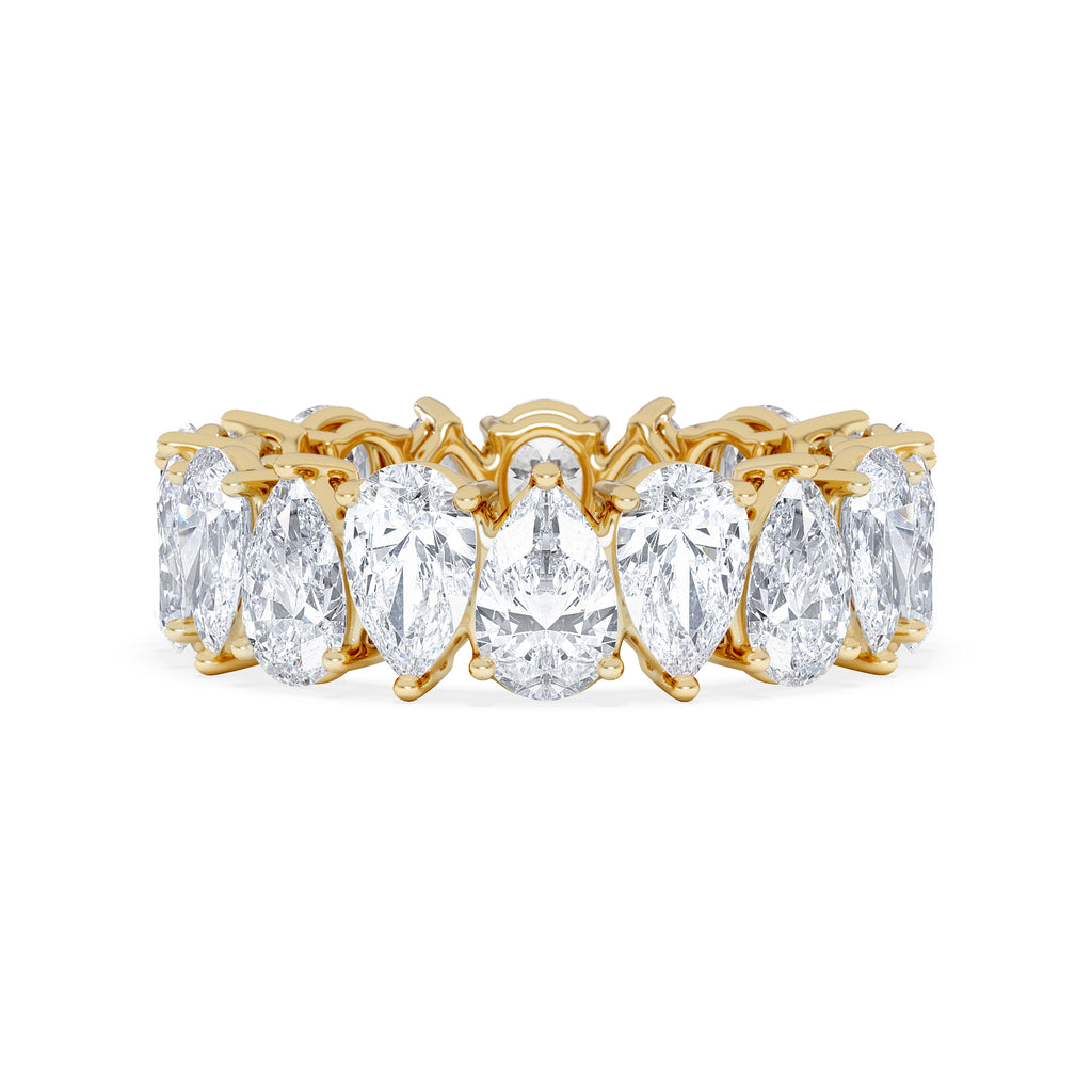 LUXE 5.00ct Lab Diamond Eternity Ring with IGI Certified Pear-Cut Diamonds in 18K Yellow Gold