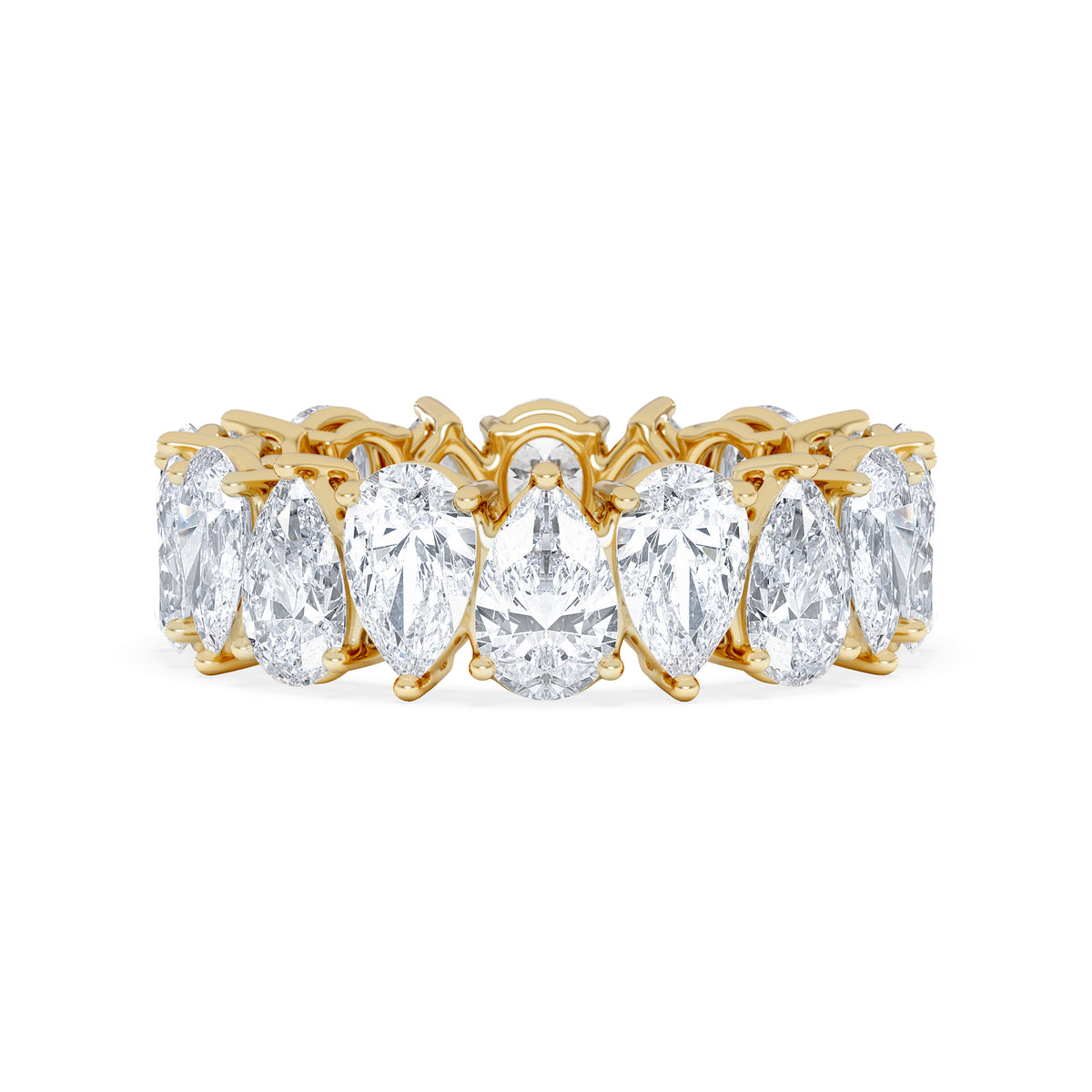 LUXE 5.00ct Lab Diamond Eternity Ring with IGI Certified Pear-Cut Diamonds in 18K Yellow Gold