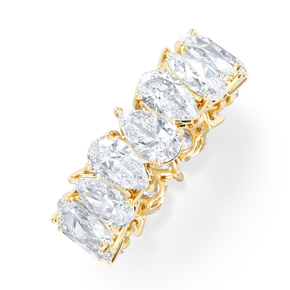 LUXE 5.00ct Lab Diamond Eternity Ring with IGI Certified Pear-Cut Diamonds in 18K Yellow Gold
