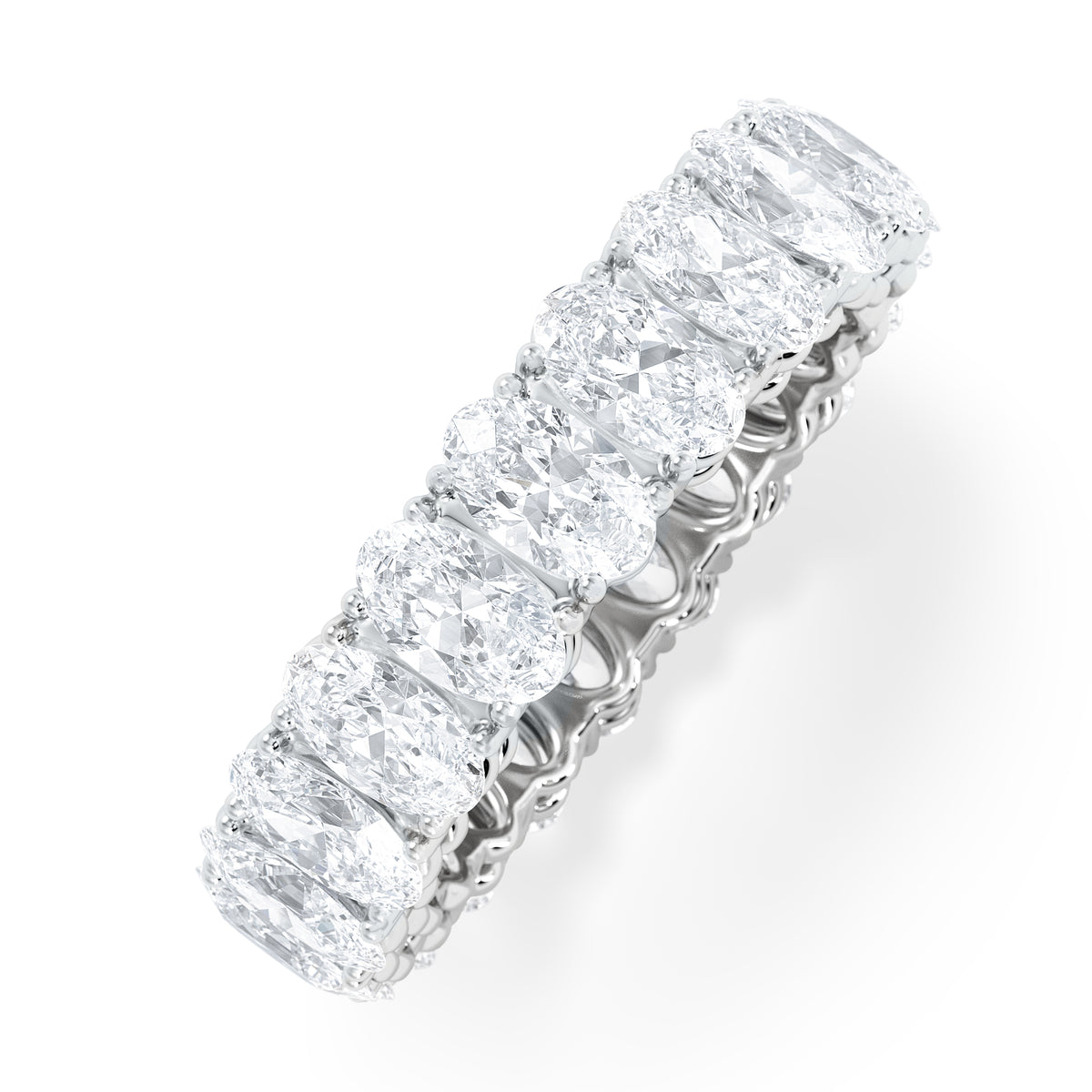 LUXE 4.00ct Lab Diamond Eternity Ring with IGI Certified Oval-Cut Diamonds in 18K White Gold