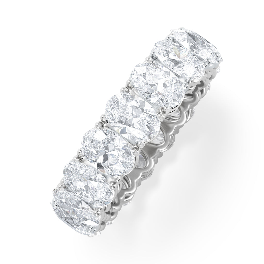 LUXE 5.00ct Lab Diamond Eternity Ring with IGI Certified Oval-Cut Diamonds in 18K White Gold