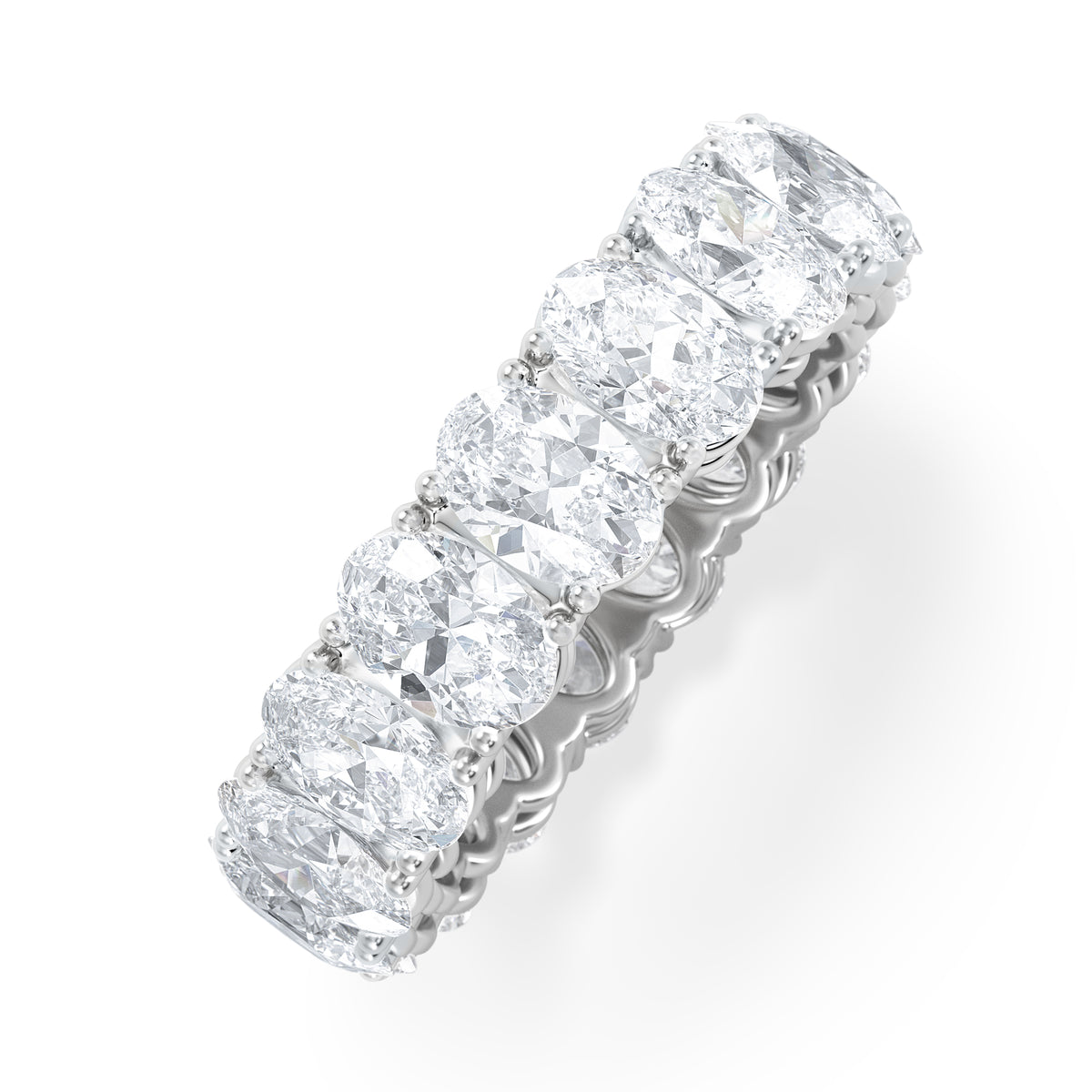 LUXE 5.00ct Lab Diamond Eternity Ring with IGI Certified Oval-Cut Diamonds in 18K White Gold