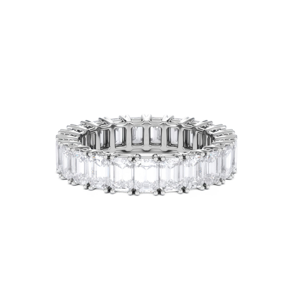 LUXE 5.00ct Lab Diamond Eternity Ring with IGI Certified Emerald-Cut Diamonds in 18K White Gold