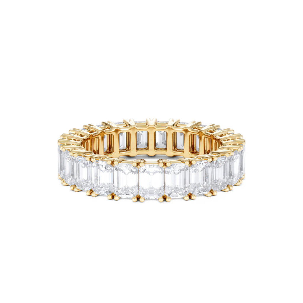 LUXE 5.00ct Lab Diamond Eternity Ring with IGI Certified Emerald-Cut Diamonds in 18K Yellow Gold