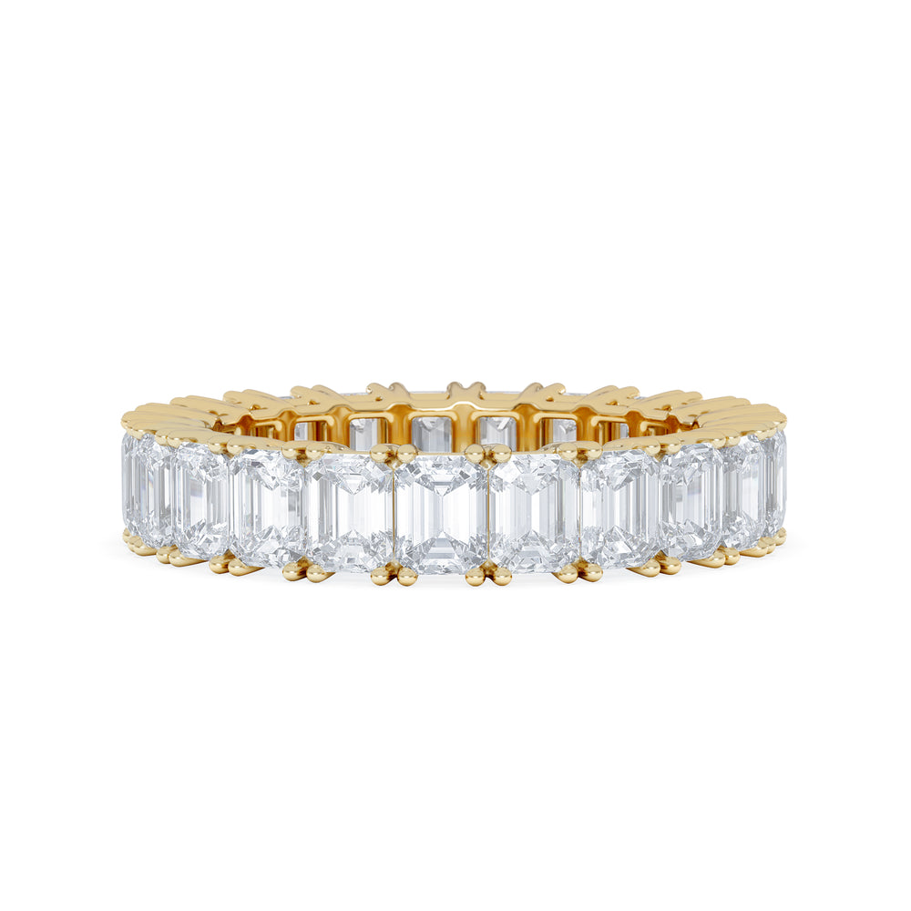 LUXE 5.00ct Lab Diamond Eternity Ring with IGI Certified Emerald-Cut Diamonds in 18K Yellow Gold
