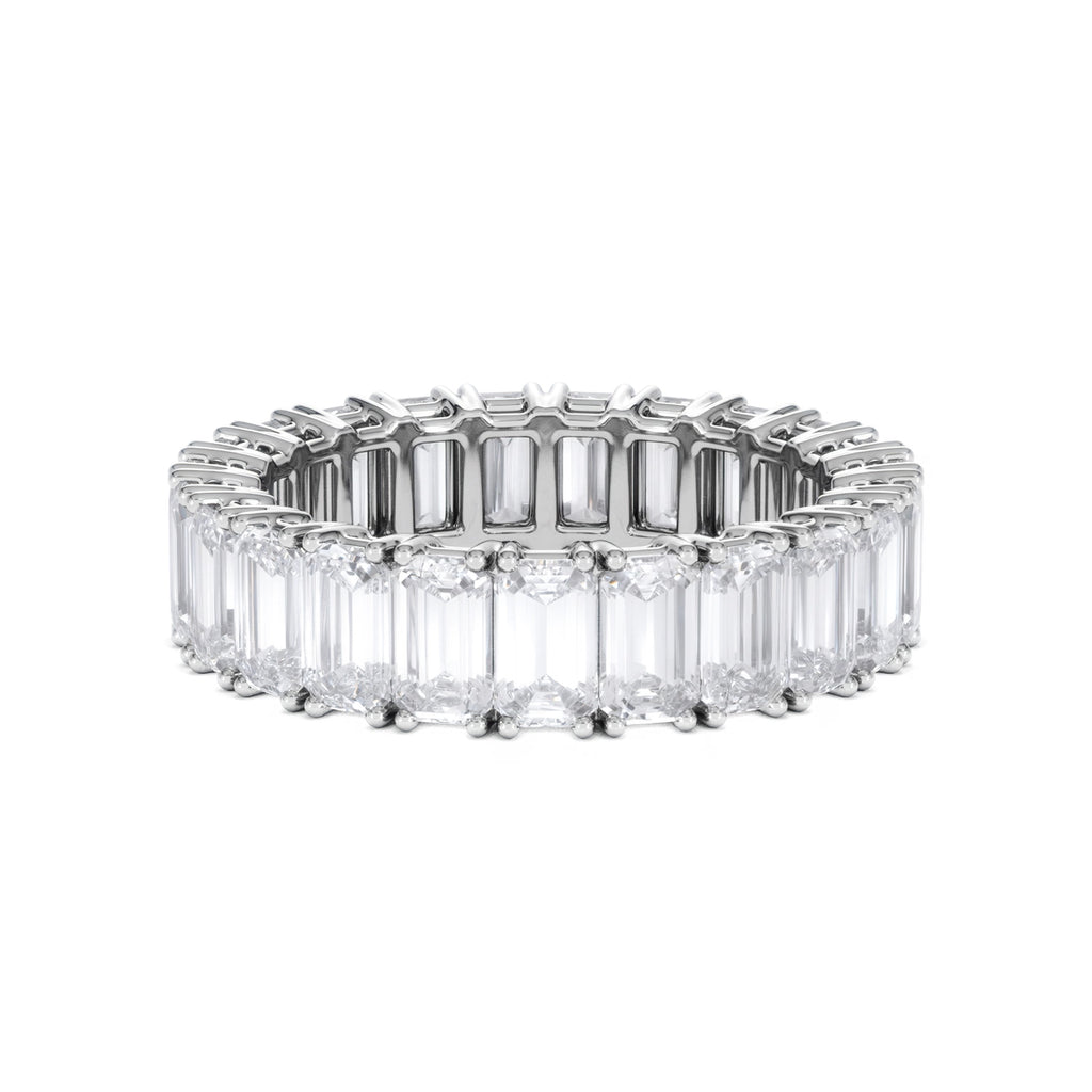 LUXE 7.00ct Lab Diamond Eternity Ring with IGI Certified Emerald-Cut Diamonds in 18K White Gold