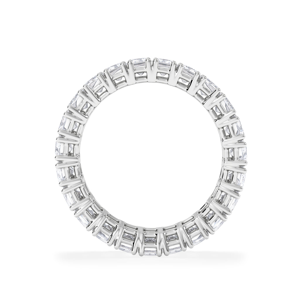 LUXE 7.00ct Lab Diamond Eternity Ring with IGI Certified Emerald-Cut Diamonds in 18K White Gold