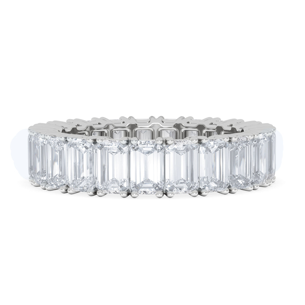LUXE 7.00ct Lab Diamond Eternity Ring with IGI Certified Emerald-Cut Diamonds in 18K White Gold