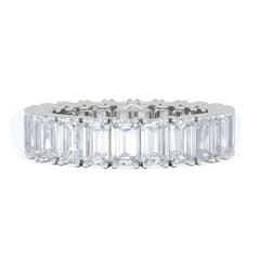 LUXE 7.00ct Lab Diamond Eternity Ring with IGI Certified Emerald-Cut Diamonds in 18K White Gold