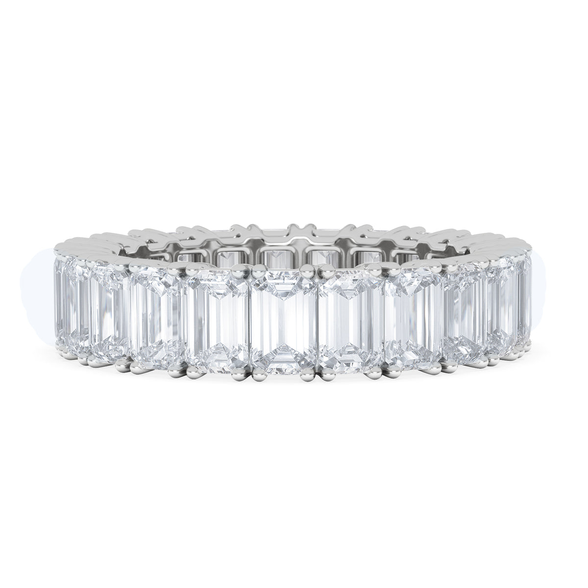 LUXE 7.00ct Lab Diamond Eternity Ring with IGI Certified Emerald-Cut Diamonds in 18K White Gold