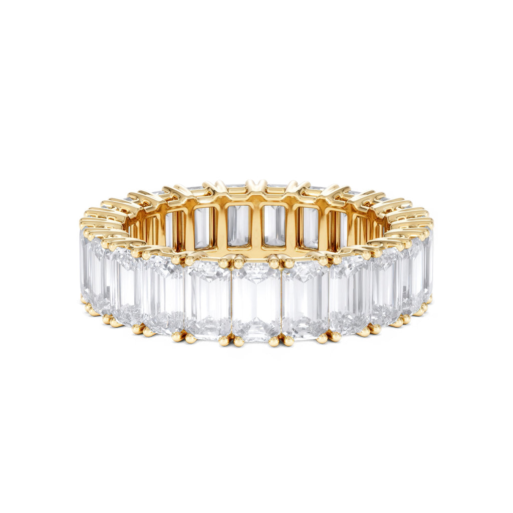 LUXE 7.00ct Lab Diamond Eternity Ring with IGI Certified Emerald-Cut Diamonds in 18K Yellow Gold
