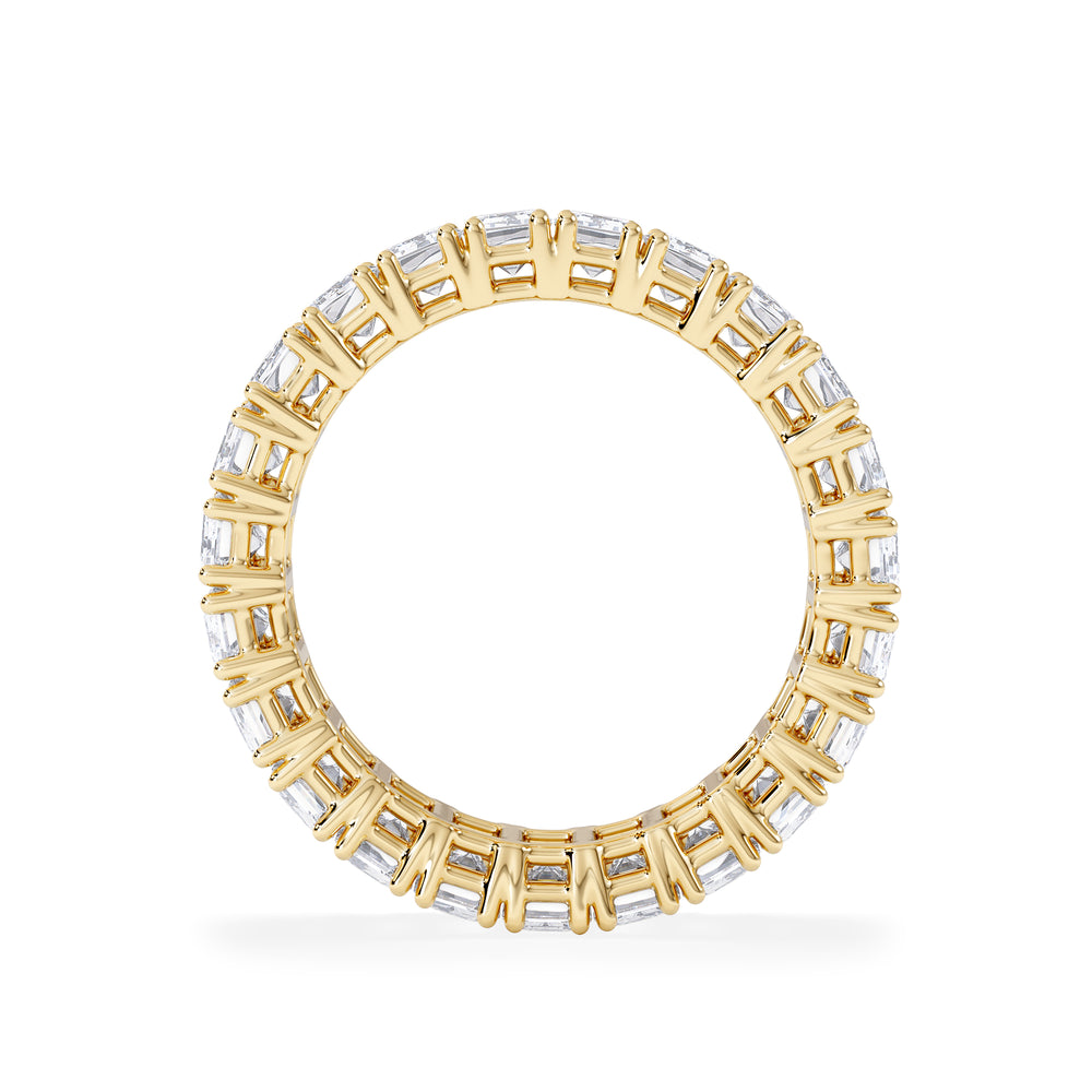 LUXE 7.00ct Lab Diamond Eternity Ring with IGI Certified Emerald-Cut Diamonds in 18K Yellow Gold