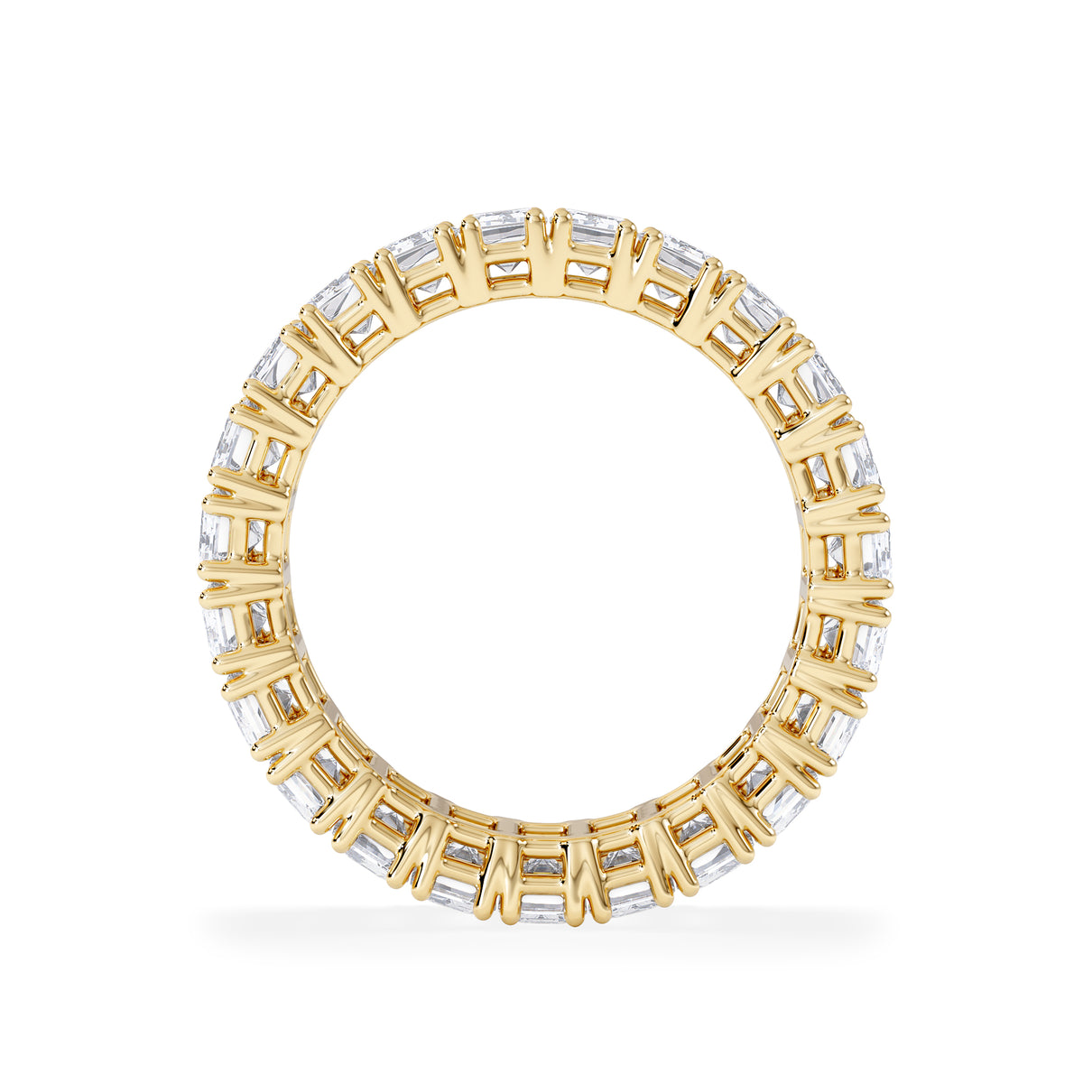 LUXE 7.00ct Lab Diamond Eternity Ring with IGI Certified Emerald-Cut Diamonds in 18K Yellow Gold