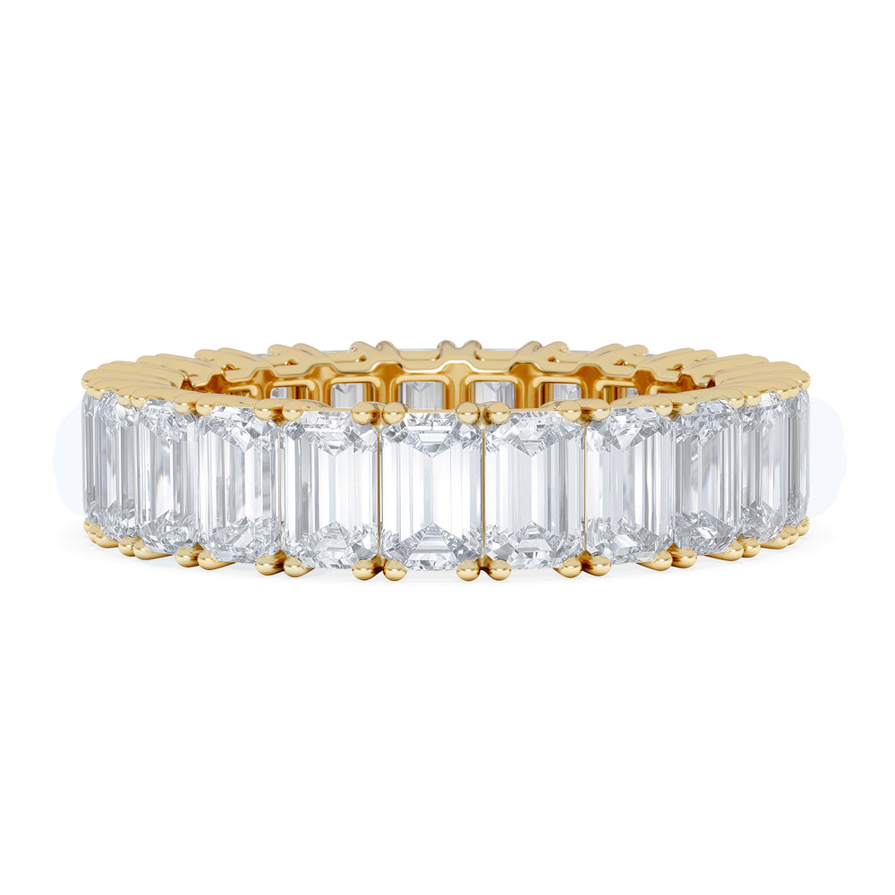 LUXE 7.00ct Lab Diamond Eternity Ring with IGI Certified Emerald-Cut Diamonds in 18K Yellow Gold