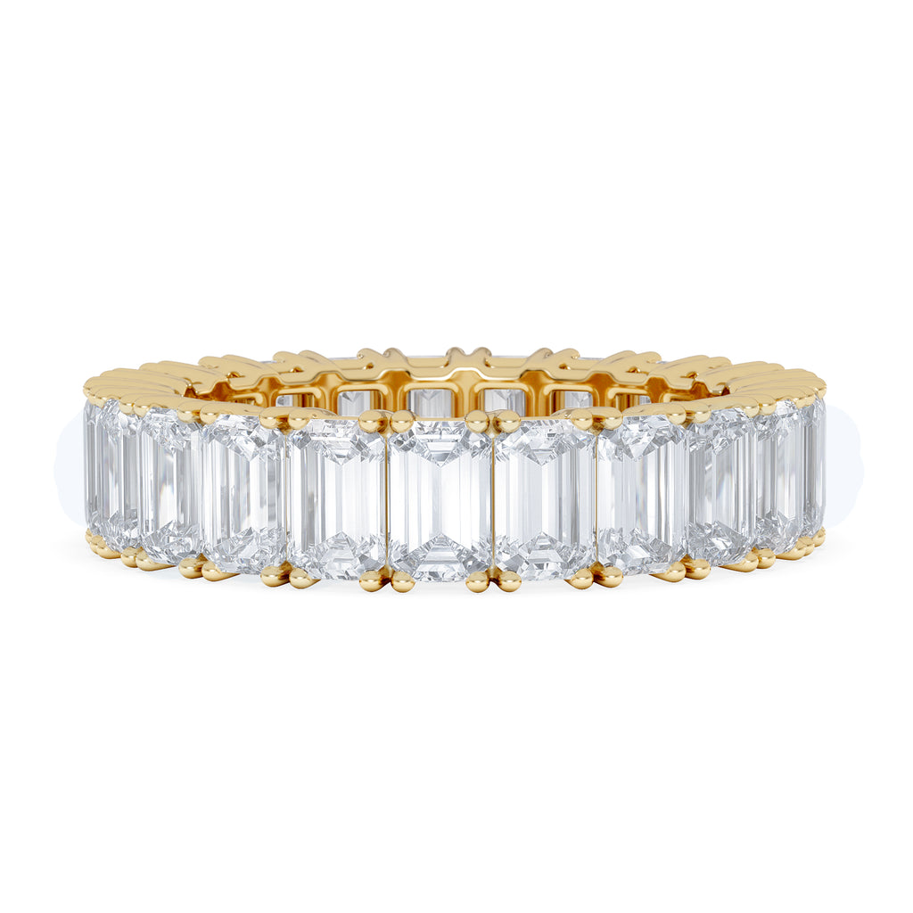 LUXE 7.00ct Lab Diamond Eternity Ring with IGI Certified Emerald-Cut Diamonds in 18K Yellow Gold