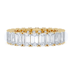 LUXE 7.00ct Lab Diamond Eternity Ring with IGI Certified Emerald-Cut Diamonds in 18K Yellow Gold