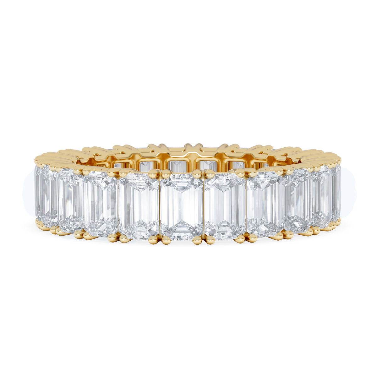 LUXE 7.00ct Lab Diamond Eternity Ring with IGI Certified Emerald-Cut Diamonds in 18K Yellow Gold