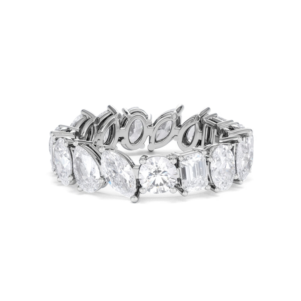 LUXE 4.00ct Lab Diamond Eternity Ring with IGI Certified Asymmetrical-Cut Diamonds in 18K White Gold