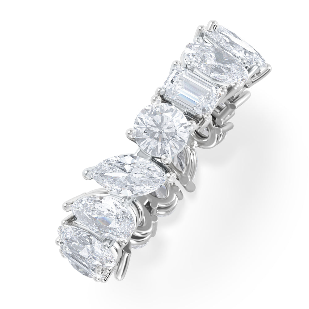LUXE 4.00ct Lab Diamond Eternity Ring with IGI Certified Asymmetrical-Cut Diamonds in 18K White Gold