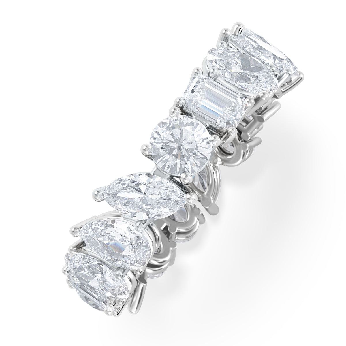 LUXE 4.00ct Lab Diamond Eternity Ring with IGI Certified Asymmetrical-Cut Diamonds in 18K White Gold
