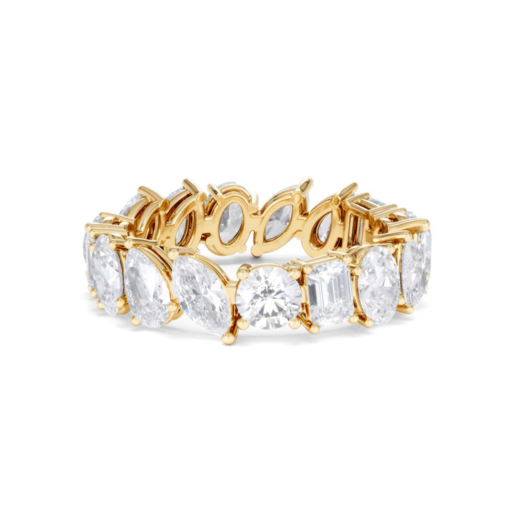 LUXE 4.00ct Lab Diamond Eternity Ring with IGI Certified Asymmetrical-Cut Diamonds in 18K Yellow Gold
