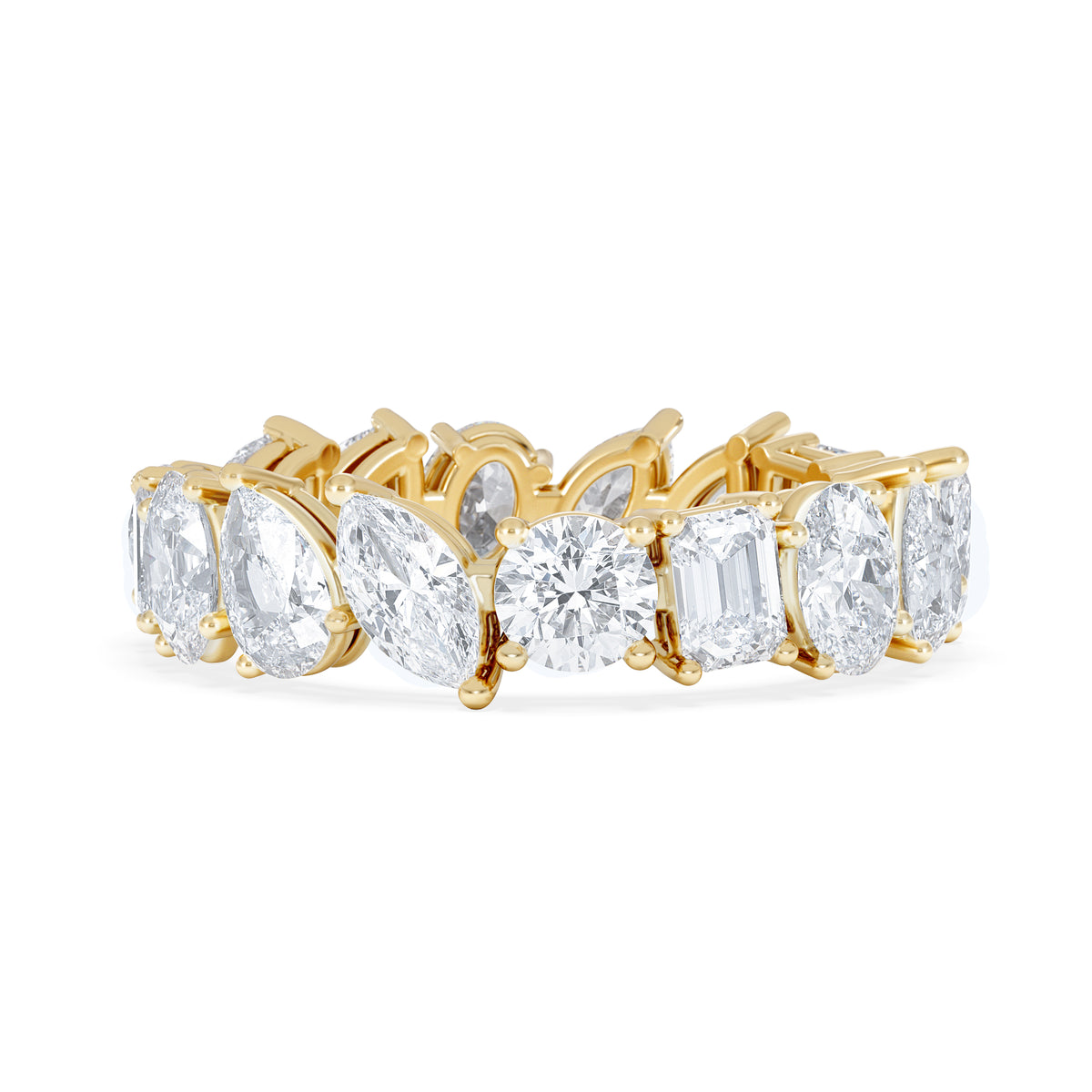 LUXE 4.00ct Lab Diamond Eternity Ring with IGI Certified Asymmetrical-Cut Diamonds in 18K Yellow Gold