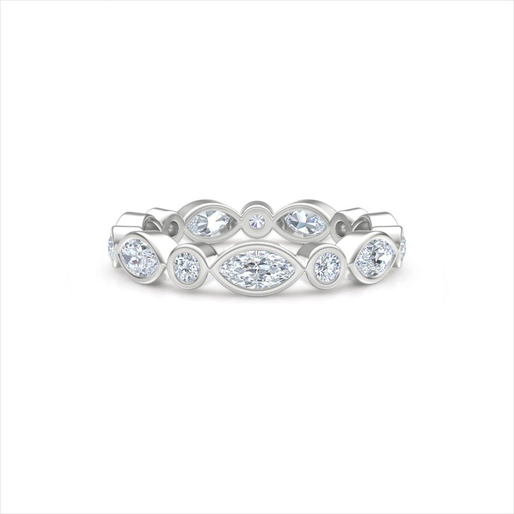Skyline 1.13ct Marquise and Round Cut Lab Diamond Eternity Ring in 14K White Gold