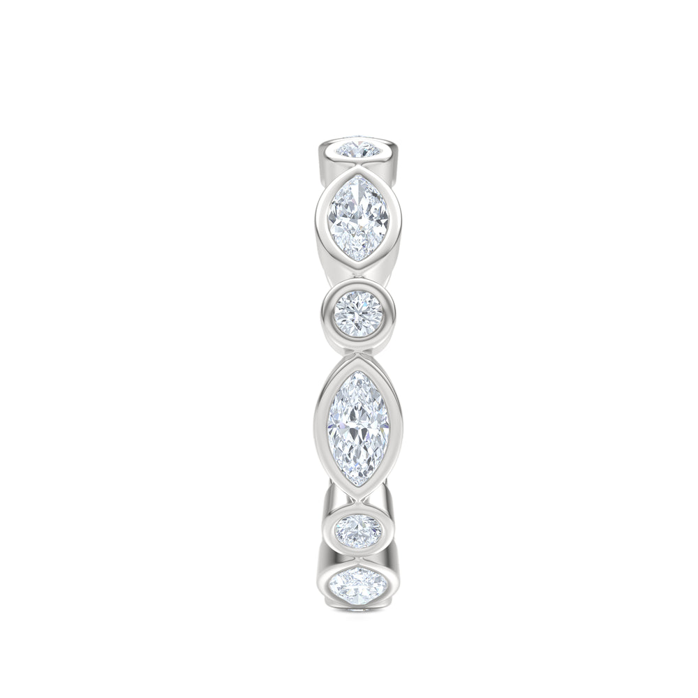 Skyline 1.13ct Marquise and Round Cut Lab Diamond Eternity Ring in 14K White Gold