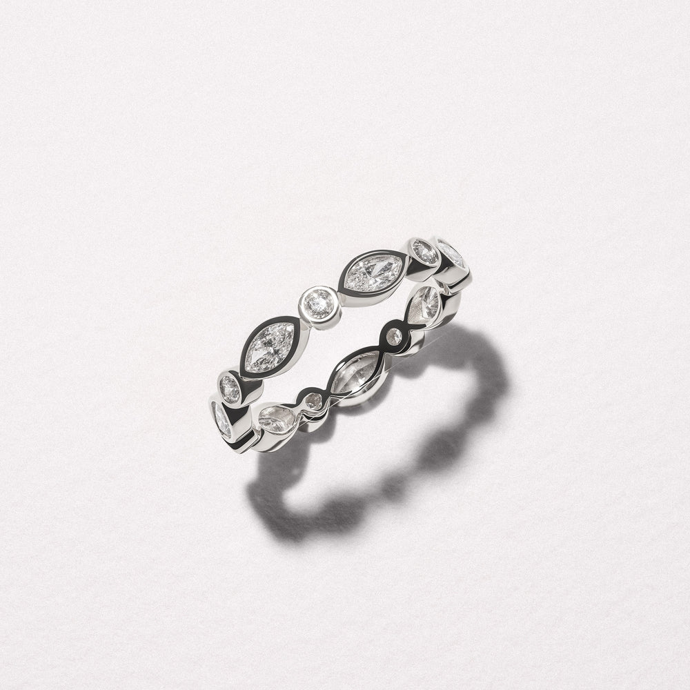Skyline 1.13ct Marquise and Round Cut Lab Diamond Eternity Ring in 14K White Gold