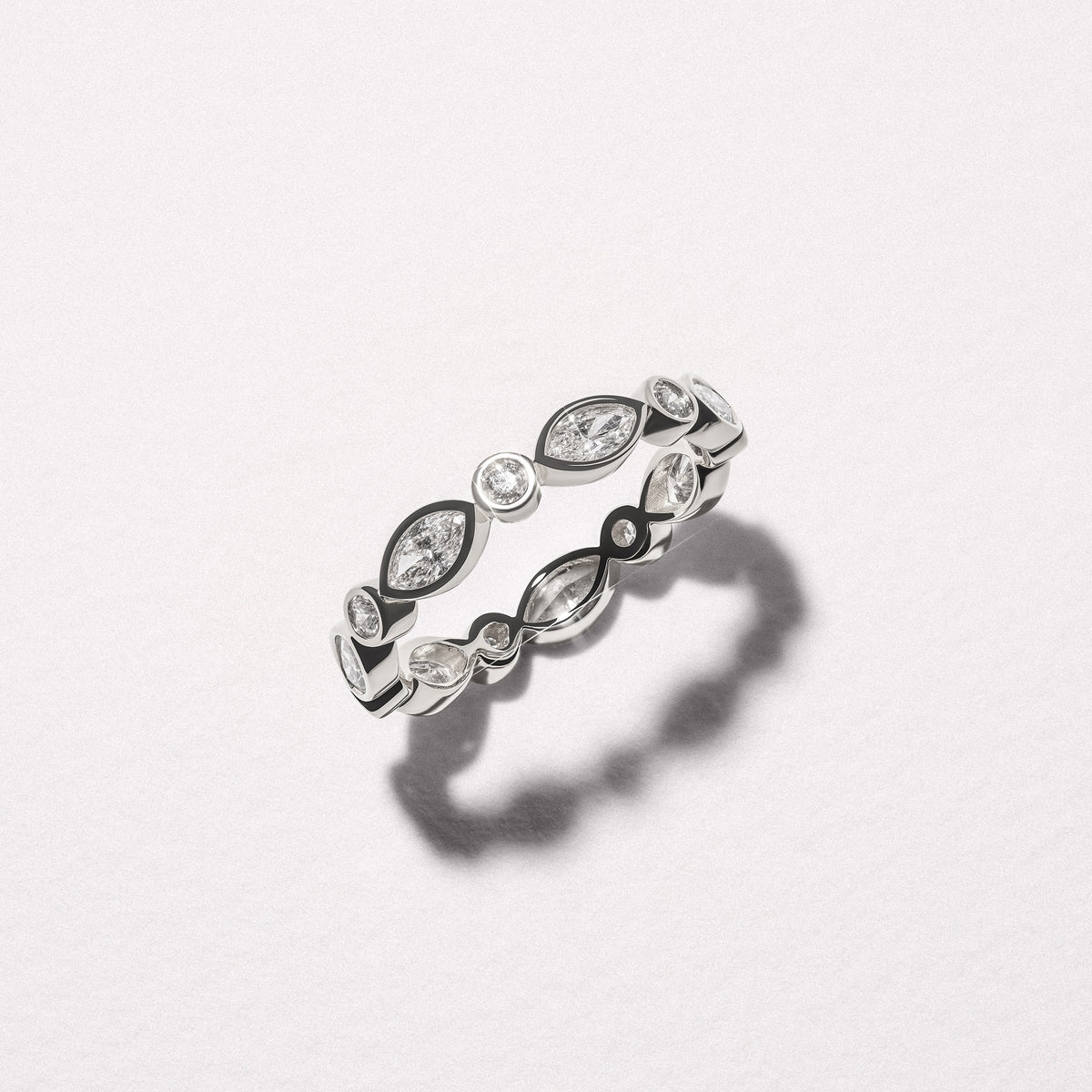 Skyline 1.13ct Marquise and Round Cut Lab Diamond Eternity Ring in 14K White Gold