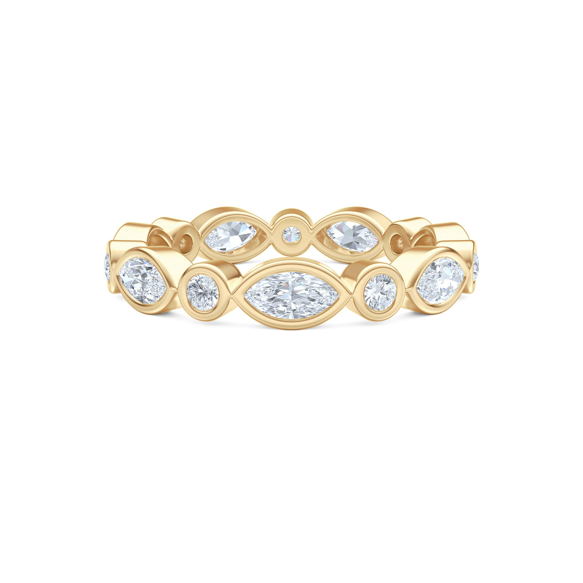 Skyline 1.13ct Marquise and Round Cut Lab Diamond Eternity Ring in 14K Yellow Gold