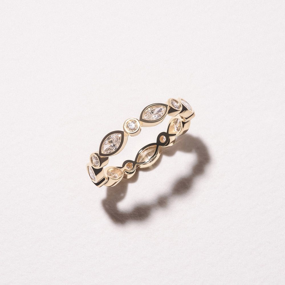 Skyline 1.13ct Marquise and Round Cut Lab Diamond Eternity Ring in 14K Yellow Gold