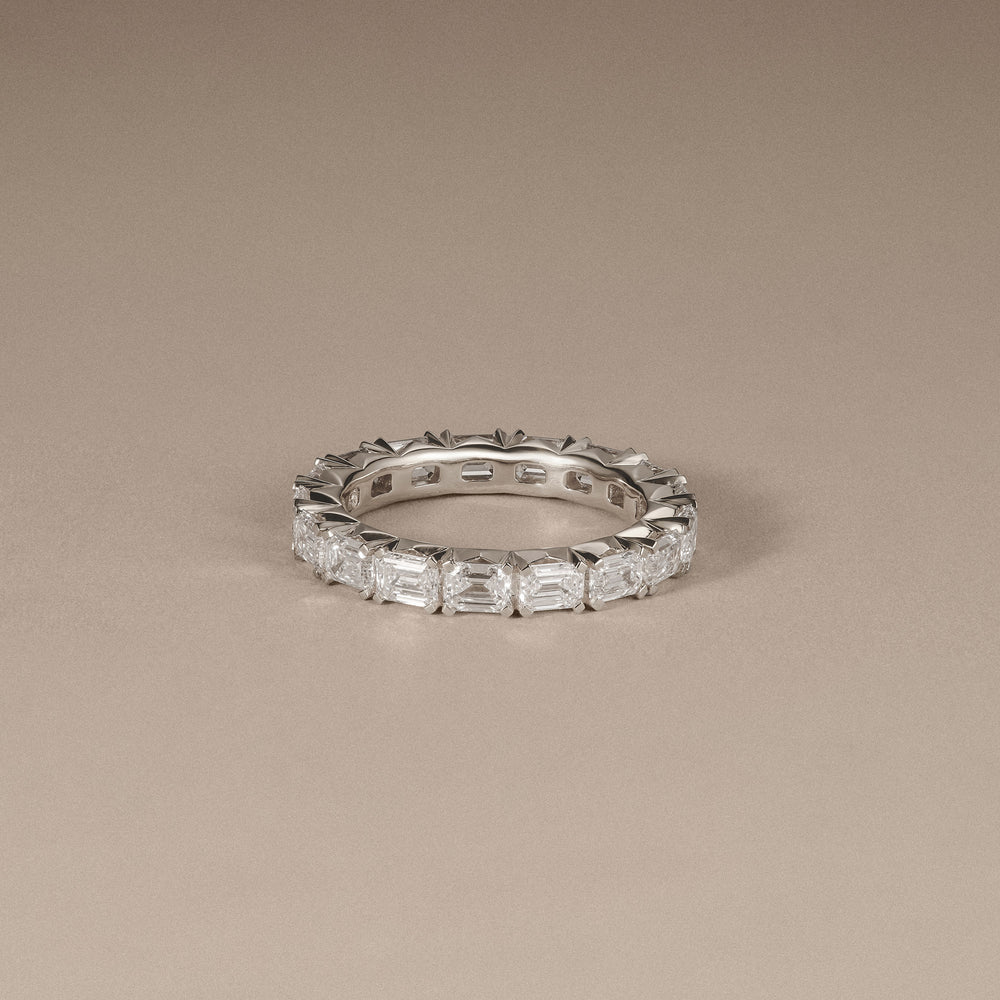 Sempre Emerald Cut 3.00ct Lab Diamond Eternity Ring in 18K White Gold