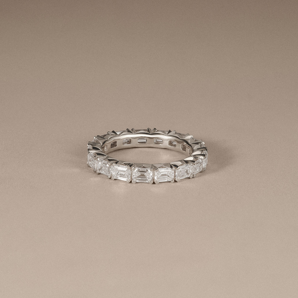 Sempre Emerald Cut 3.00ct Lab Diamond Eternity Ring in 18K White Gold