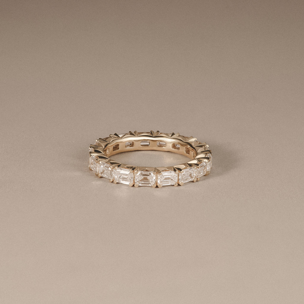 Sempre Emerald Cut 3.00ct Lab Diamond Eternity Ring in 18K Yellow Gold
