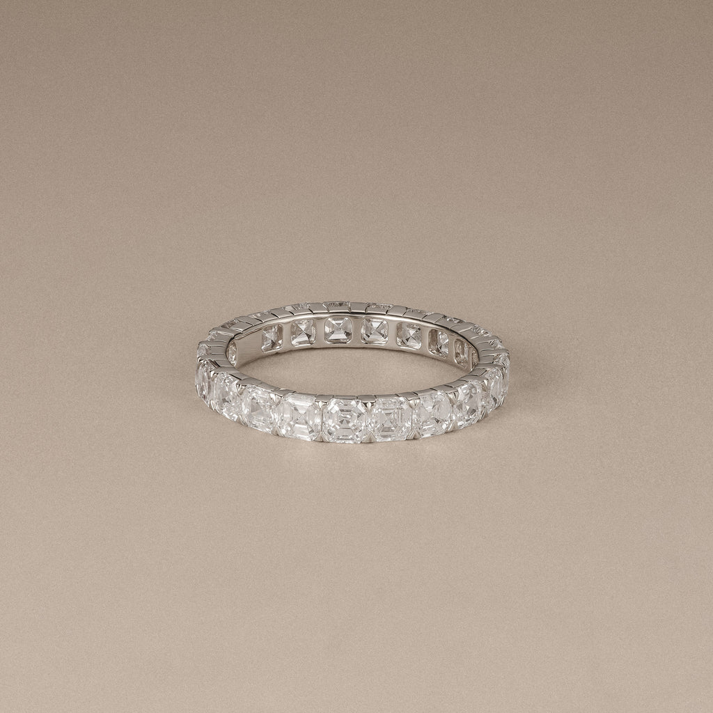 Sempre Asscher Cut 3.00ct Lab Diamond Eternity Ring in Platinum