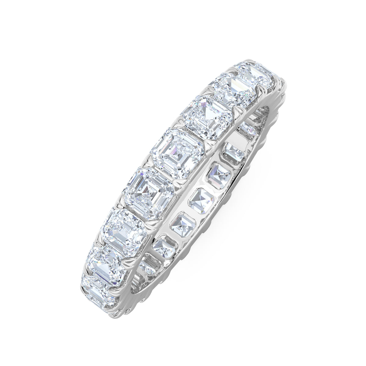 Sempre Asscher Cut 3.00ct Lab Diamond Eternity Ring in 18K White Gold