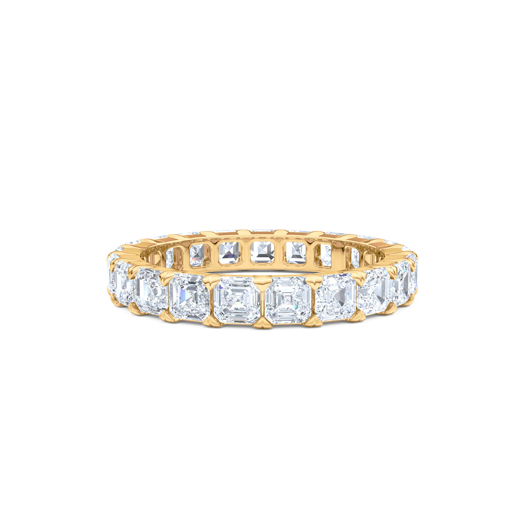 Sempre Asscher Cut 3.00ct Lab Diamond Eternity Ring in 18K Yellow Gold