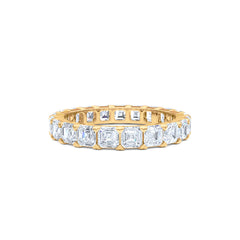 Sempre Asscher Cut 3.00ct Lab Diamond Eternity Ring in 18K Yellow Gold
