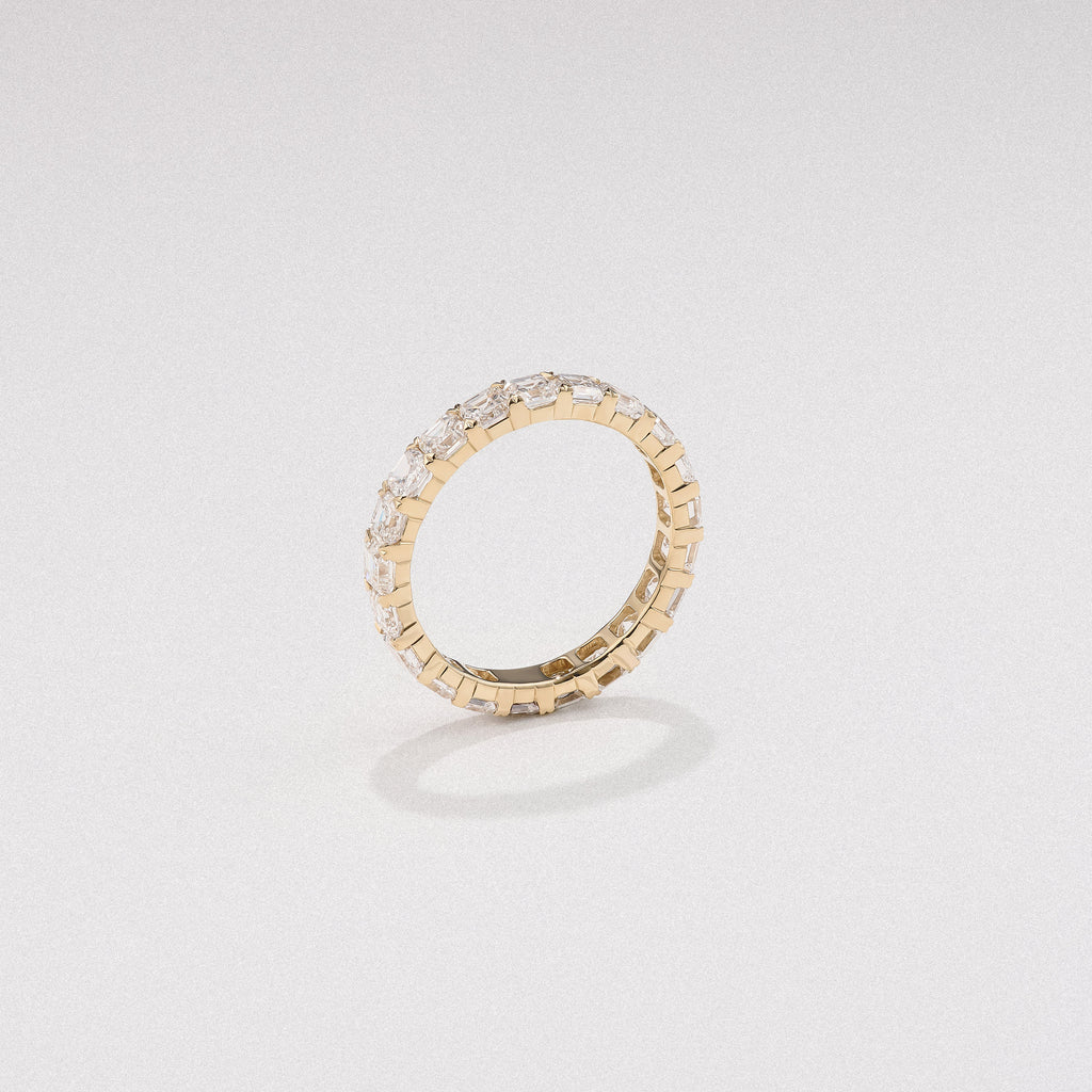 Sempre Asscher Cut 3.00ct Lab Diamond Eternity Ring in 18K Yellow Gold