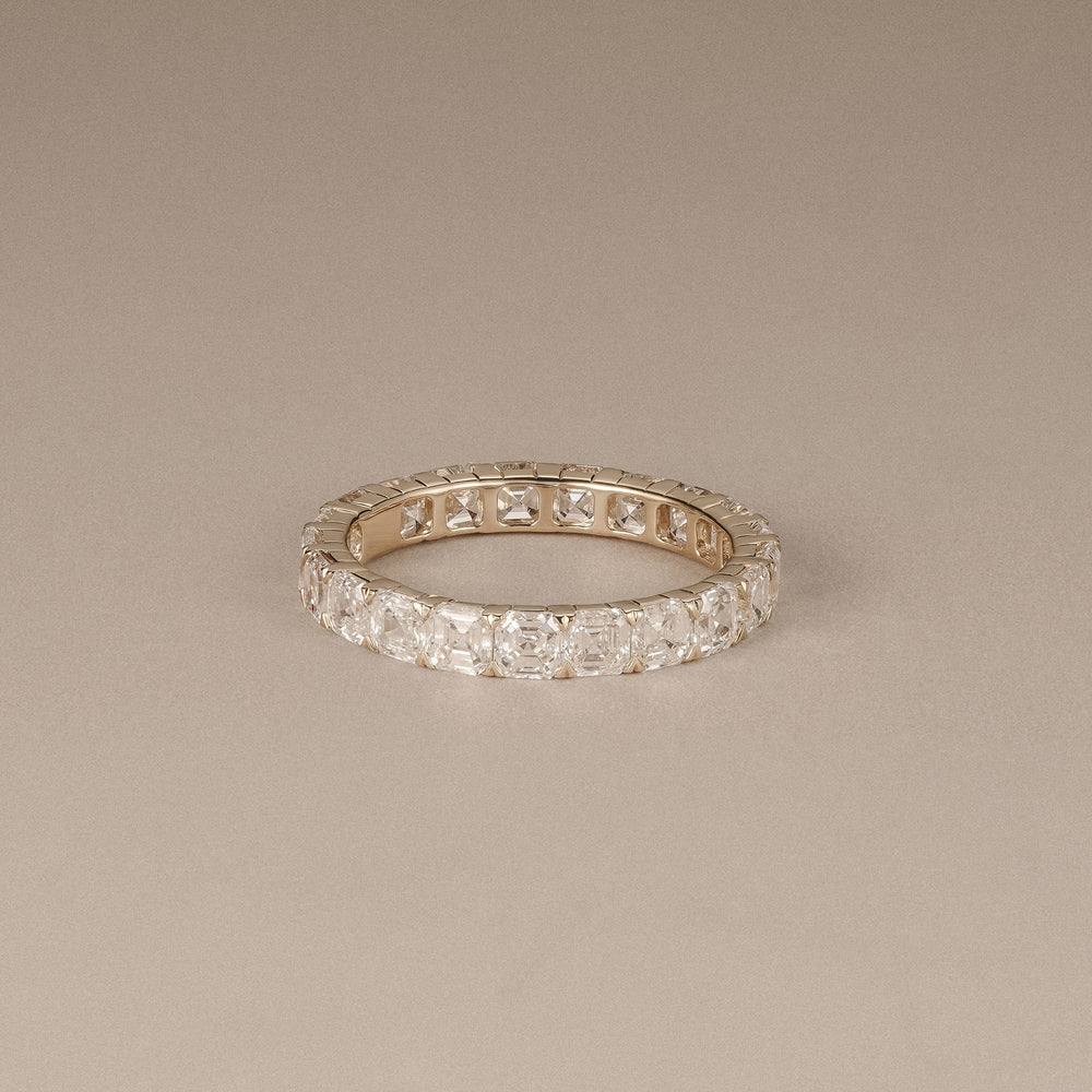 Sempre Asscher Cut 3.00ct Lab Diamond Eternity Ring in 18K Yellow Gold