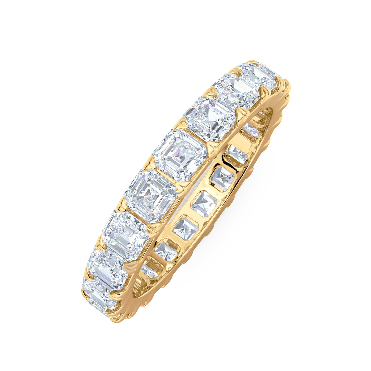 Sempre Asscher Cut 3.00ct Lab Diamond Eternity Ring in 18K Yellow Gold